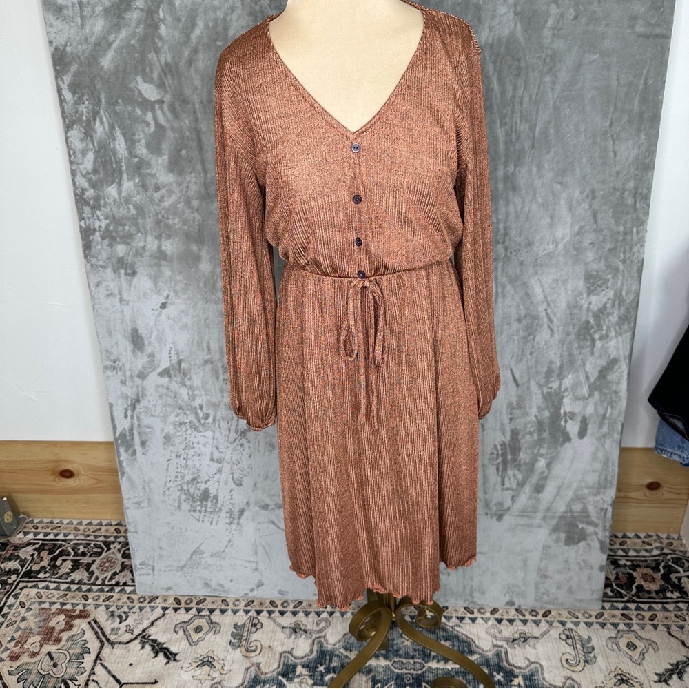Chris & Carol Women’s Midi Dress Medium Rose‎ Gold Pink Party Cocktail Holiday